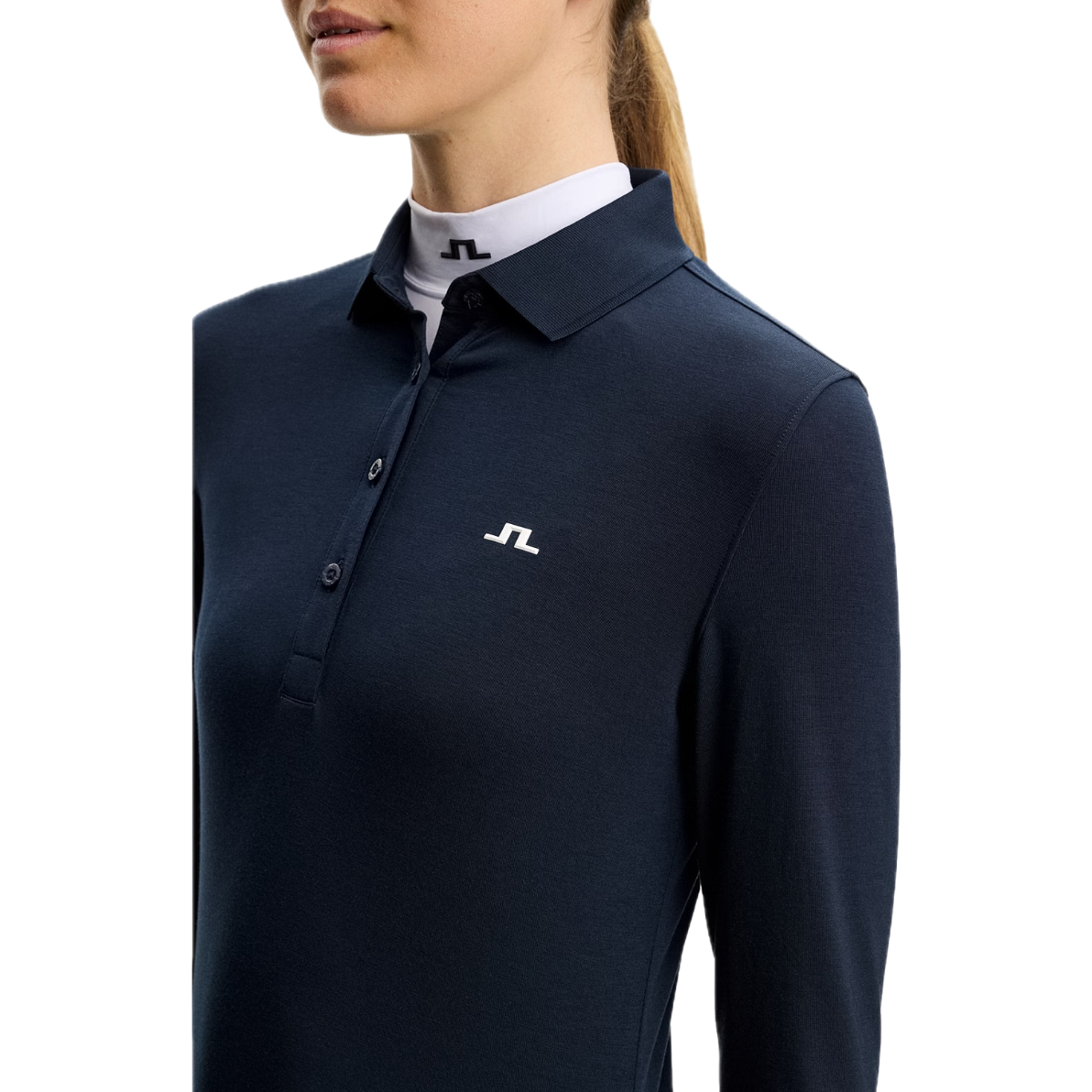 J.Lindeberg Polo Manches Longues Flor Bleu Marine - GolfCenter.fr