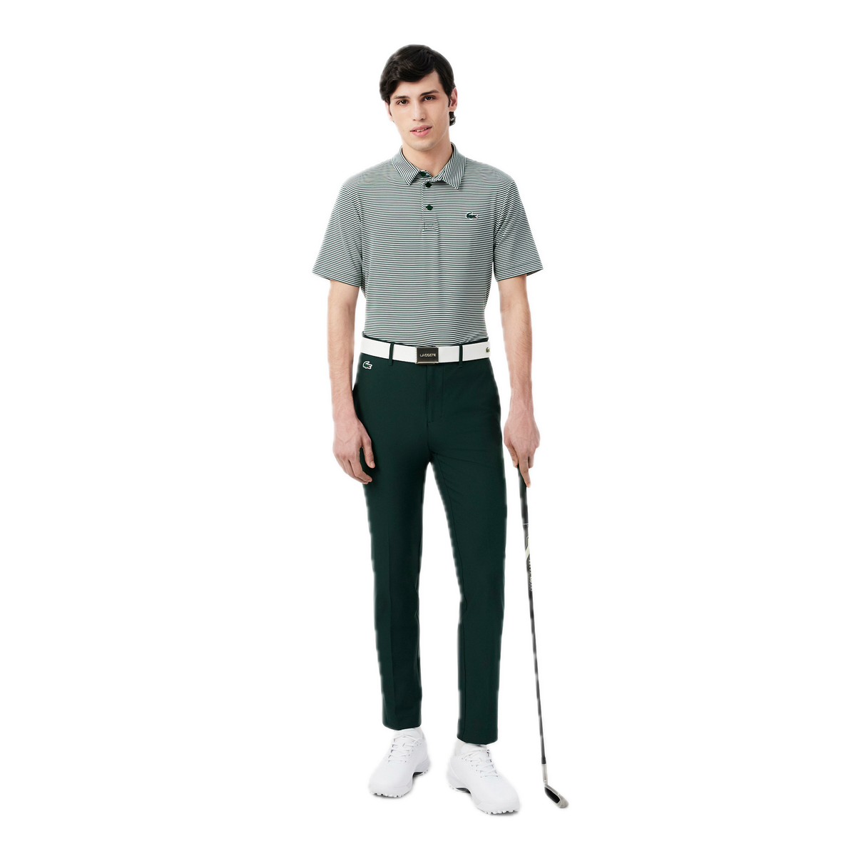Lacoste Polo Golf Ultra Dry rayé Vert