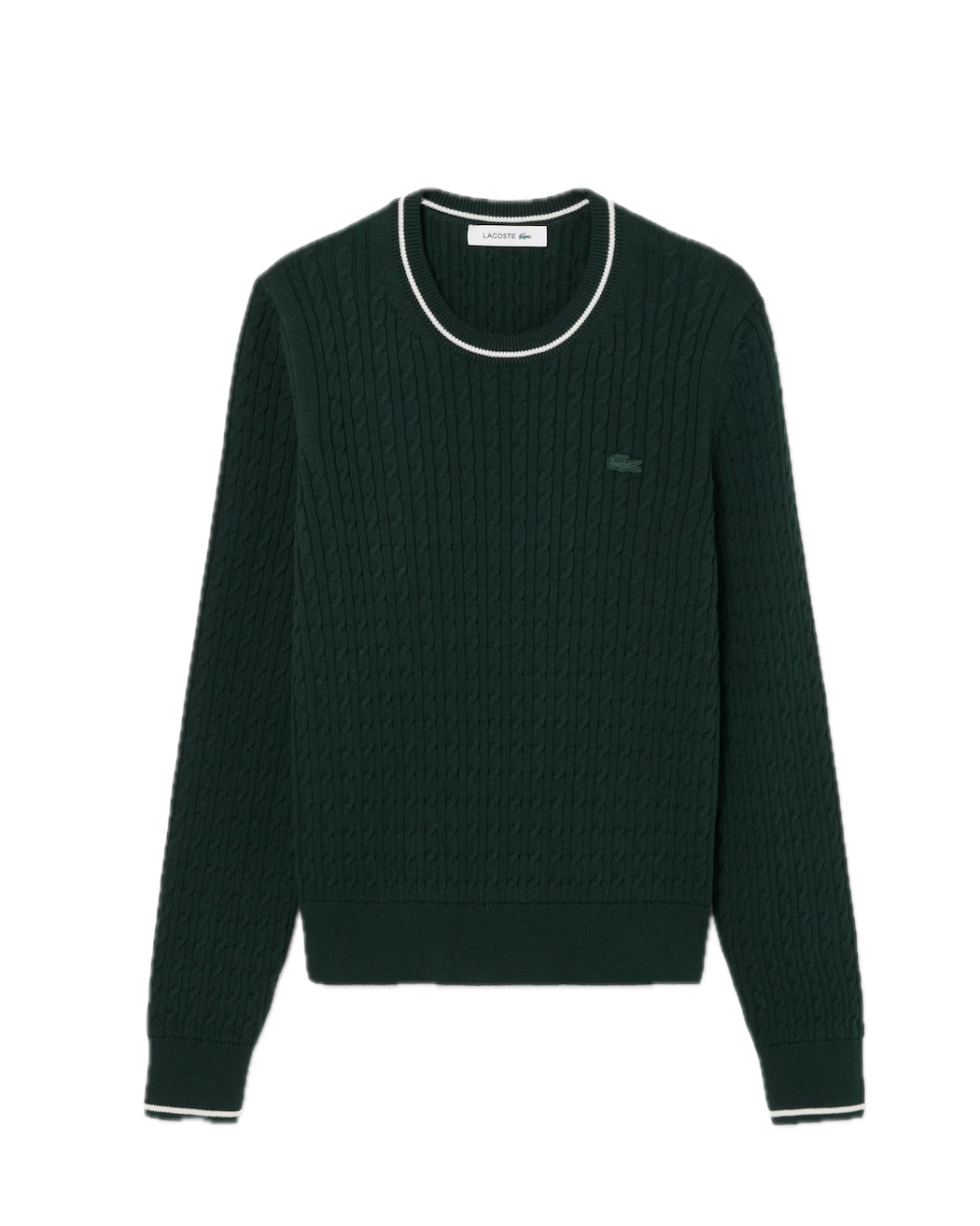 Lacoste Pull maille torsadée Femme Vert Sinople - GolfCenter.fr
