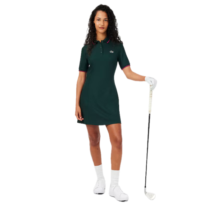 Lacoste Robe polo Golf Ultra Dry liserés Vert