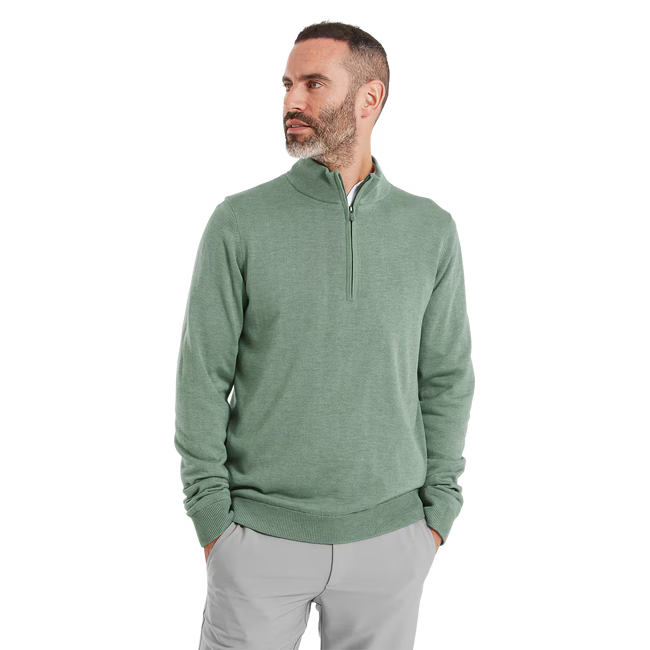FootJoy Pullover drirelease 1/4 Zip Gris Lichen Chiné - GolfCenter.fr
