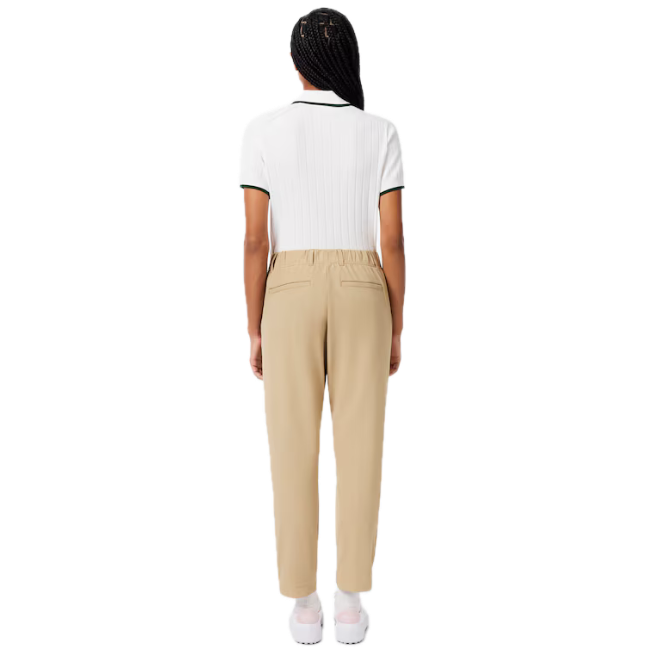 Lacoste Pantalon Golf Chaud extensible Femme en twill Beige