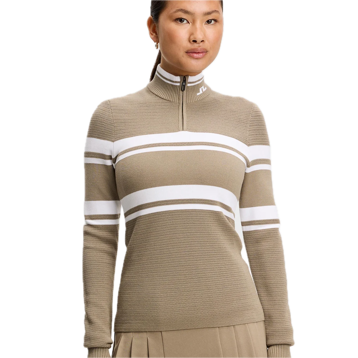 J.Lindeberg Pull Ariadne Knit Quarter Zip Brindle - GolfCenter.fr
