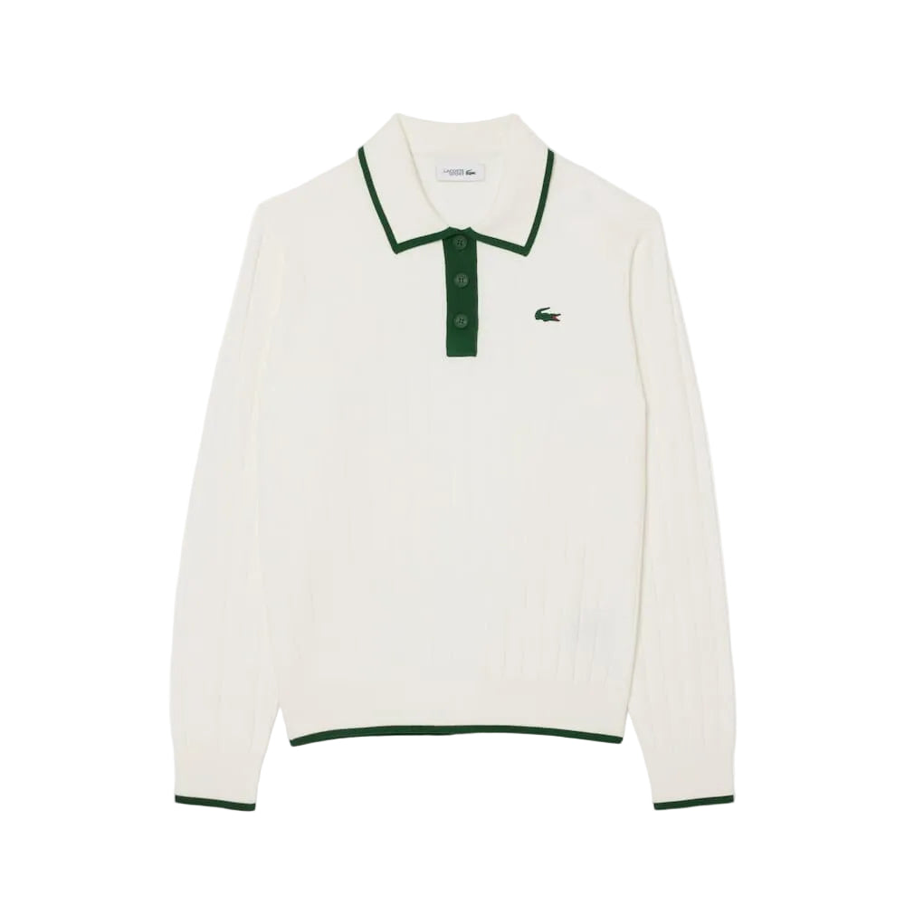 Lacoste Jersey Golf Stretch Transpirable Regular Fit Blanco Verde