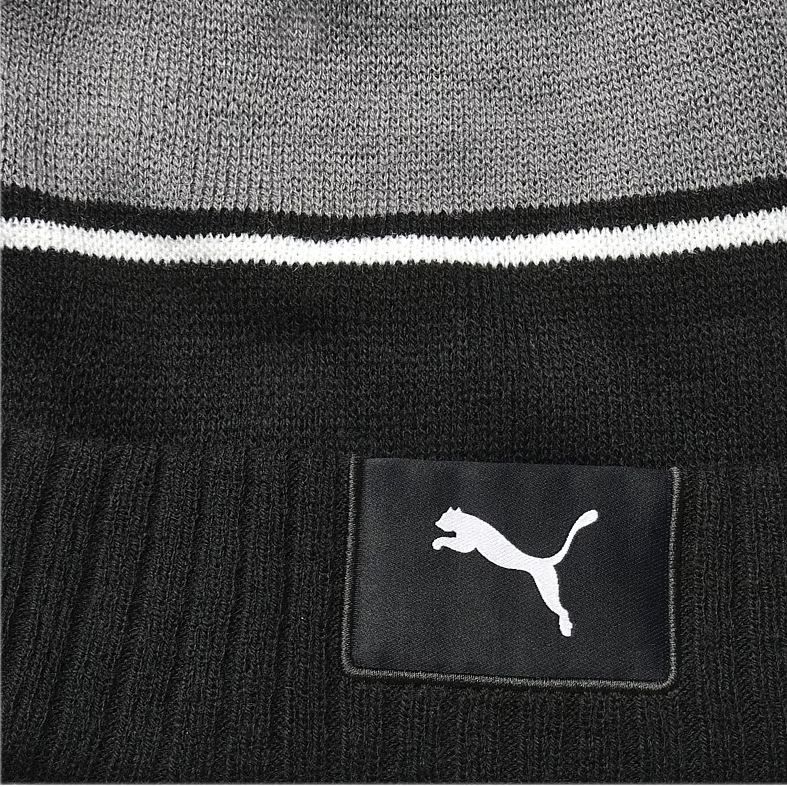 Puma Bonnet Sport Pom Beanie Noir Gris et Blanc - GolfCenter.fr