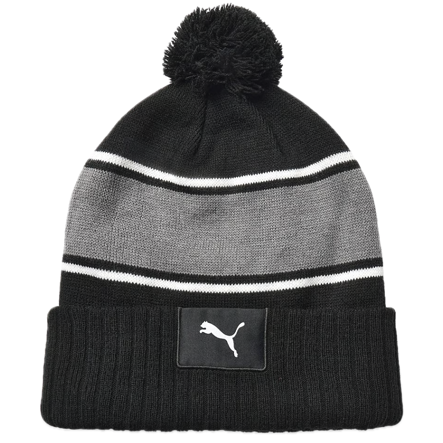 Puma Bonnet Sport Pom Beanie Noir Gris et Blanc - GolfCenter.fr