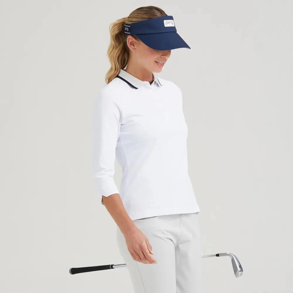 Ping Polo Femme à manches 3/4 ALICIA blanc Pebble