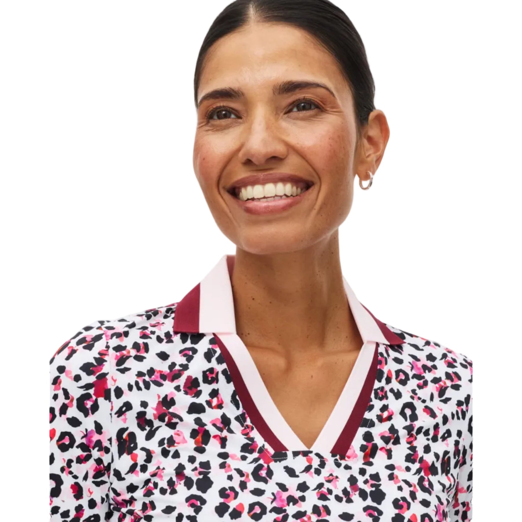 Röhnisch Poloshirt Essential Imprimé léopard rose bordeaux - GolfCenter.fr