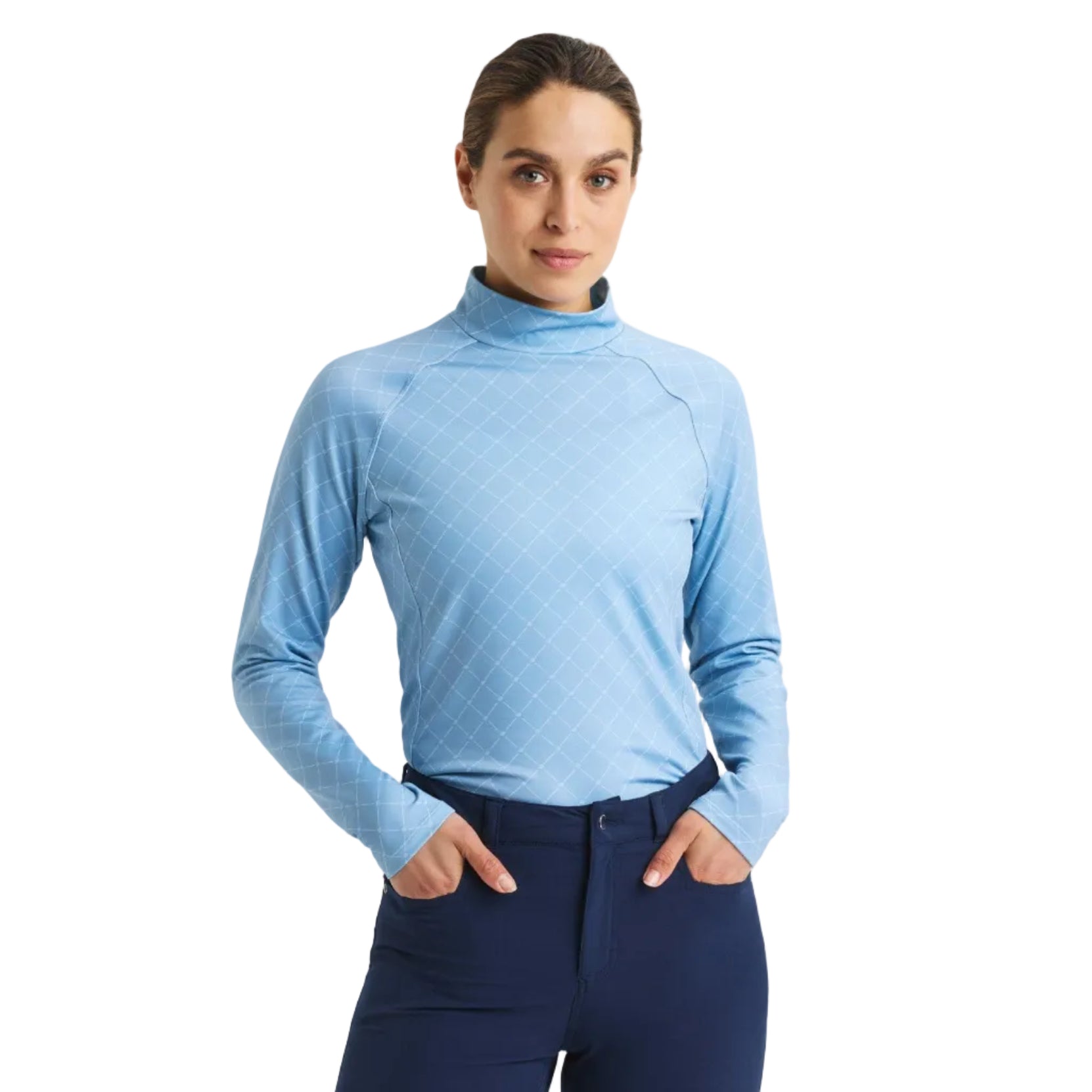 Rohnisch sous-couche de golf chaud femme collar top blue