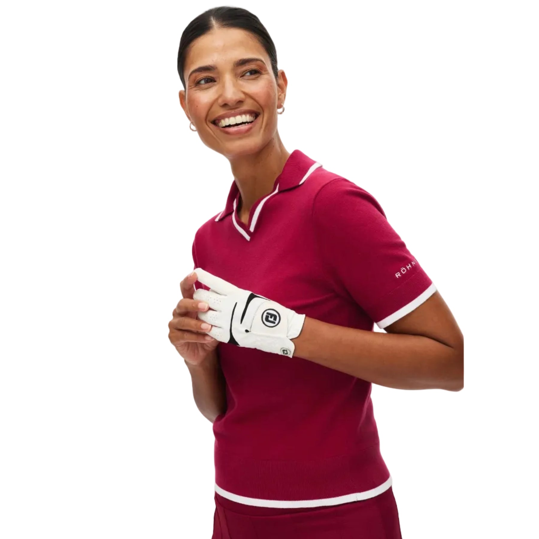 Röhnisch SWING KNITTED Poloshirt en maille Bordeaux/Blanc