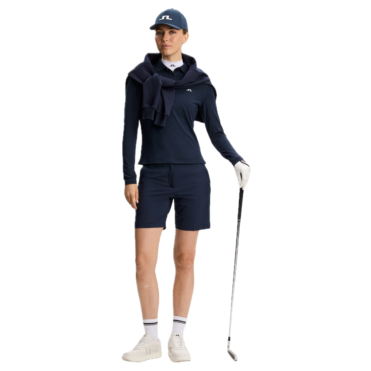 J.Lindeberg Polo Manches Longues Flor Bleu Marine - GolfCenter.fr