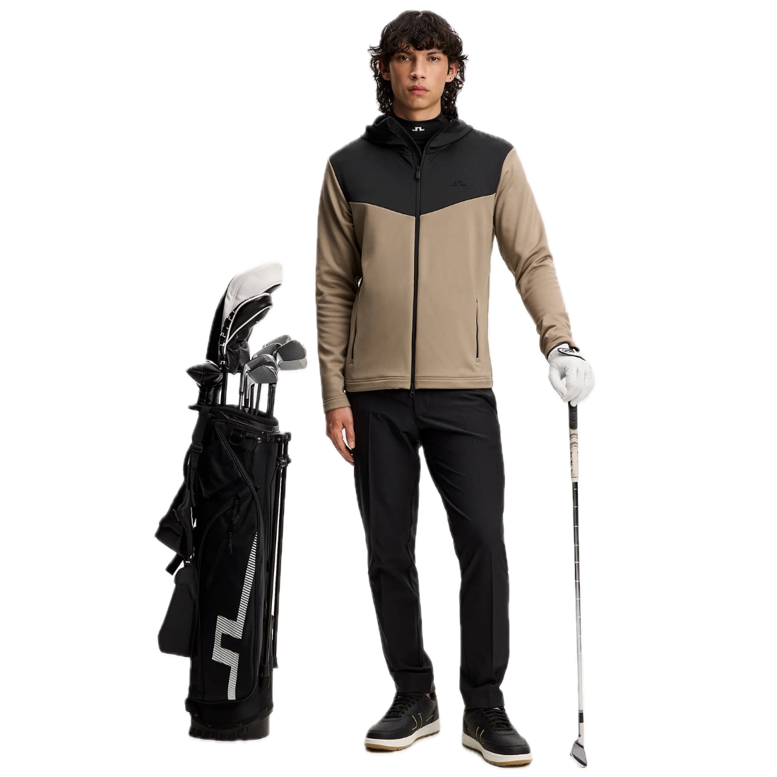 J.Lindeberg Sweat Maclean Zip Hood Brindle - GolfCenter.fr