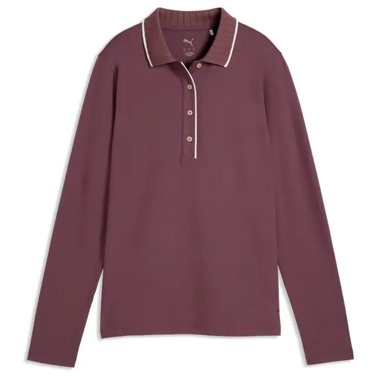 Puma Golf Polo CLOUDSPUN Bridges manches longues femme Marron Cacao