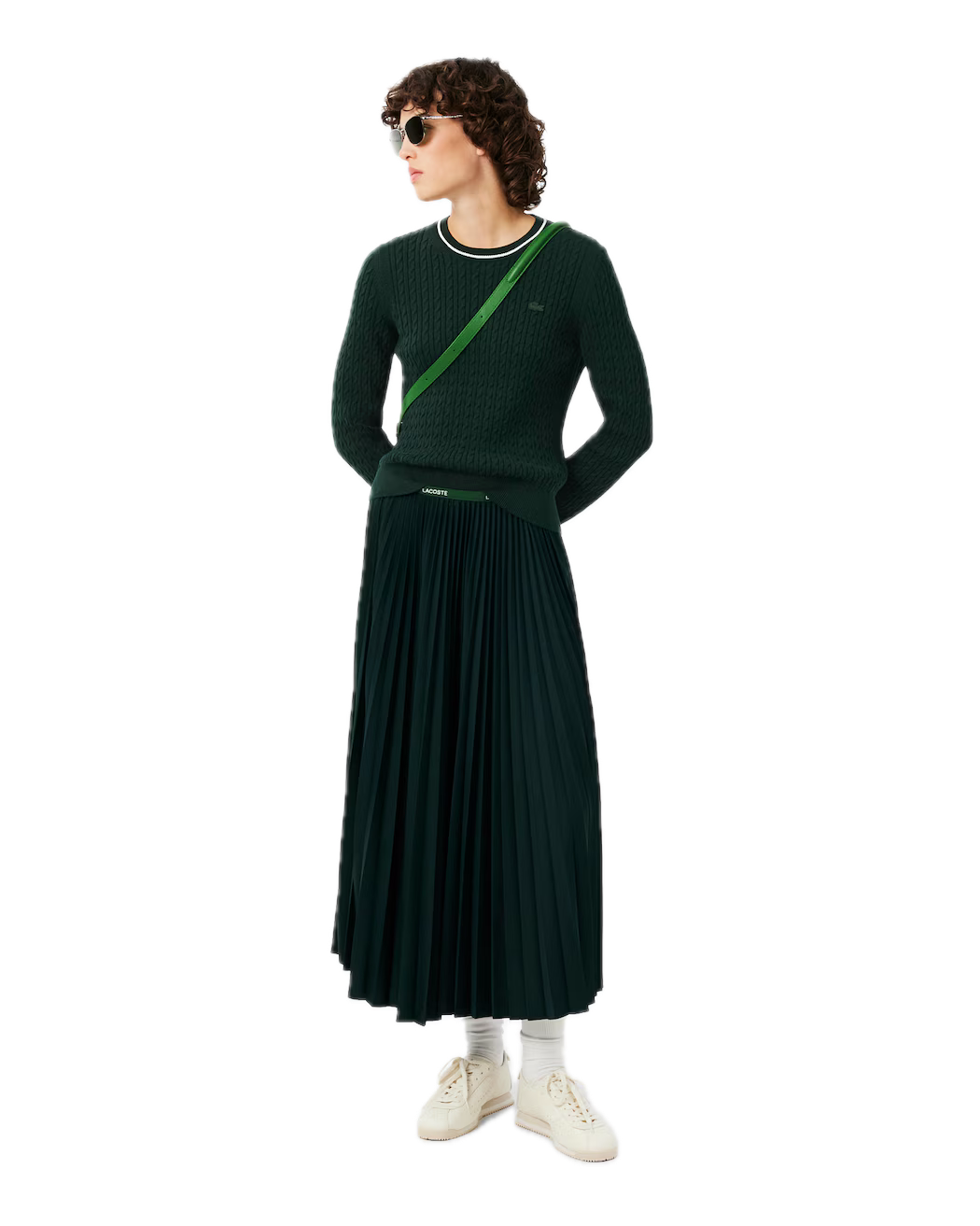 Lacoste Pull maille torsadée Femme Vert Sinople - GolfCenter.fr
