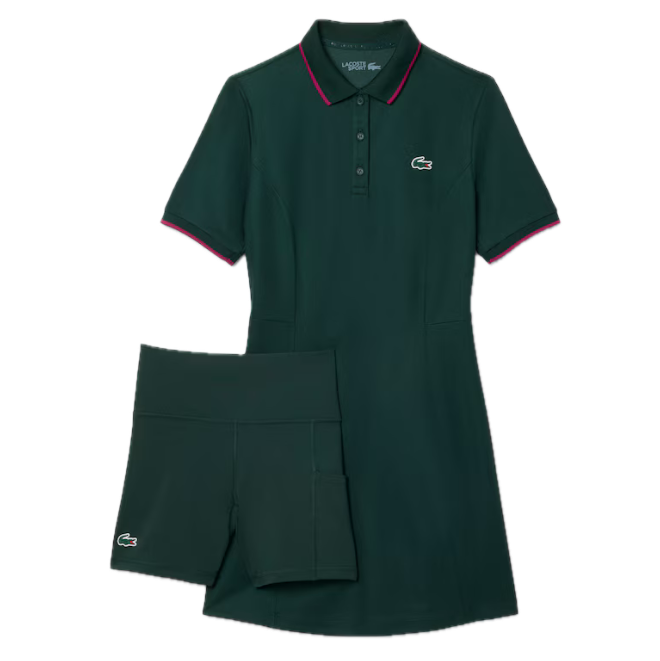 Lacoste Robe polo Golf Ultra Dry liserés Vert