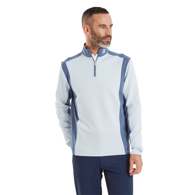 FootJoy Pullover Contrasté ThermoSeries Gris Brume / Bleu Nuit - GolfCenter.fr