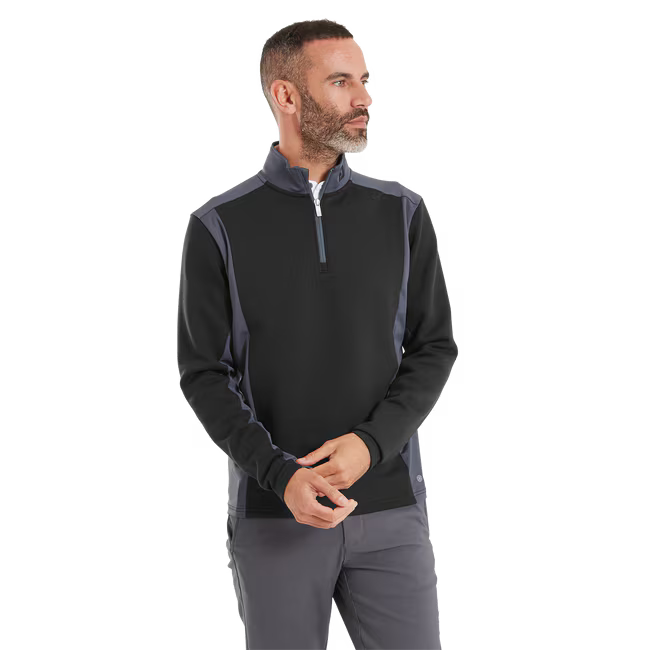 FootJoy Pullover Contrasté ThermoSeries Noir / Gris Anthracite - GolfCenter.fr