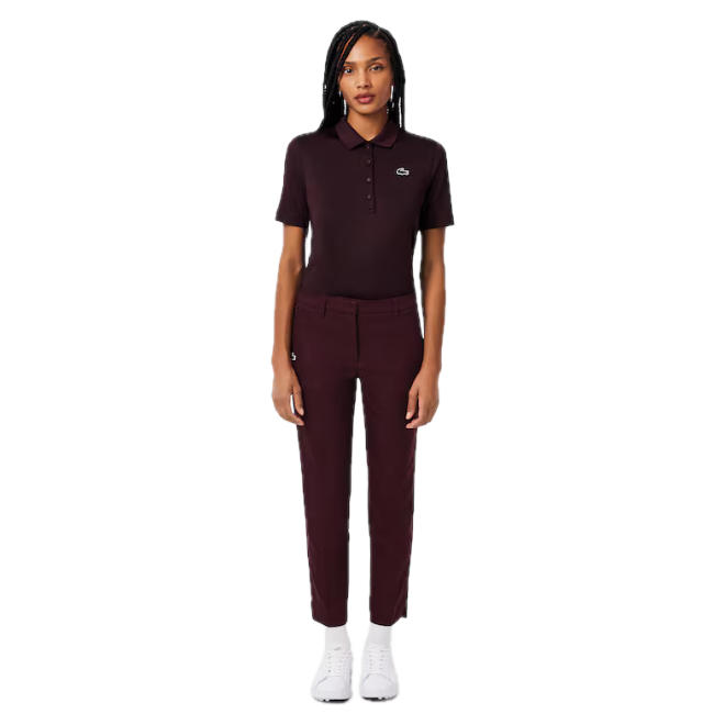 Lacoste Pantalon slim fit Golf Ultra Dry stretch Femme Bordeaux Foncé