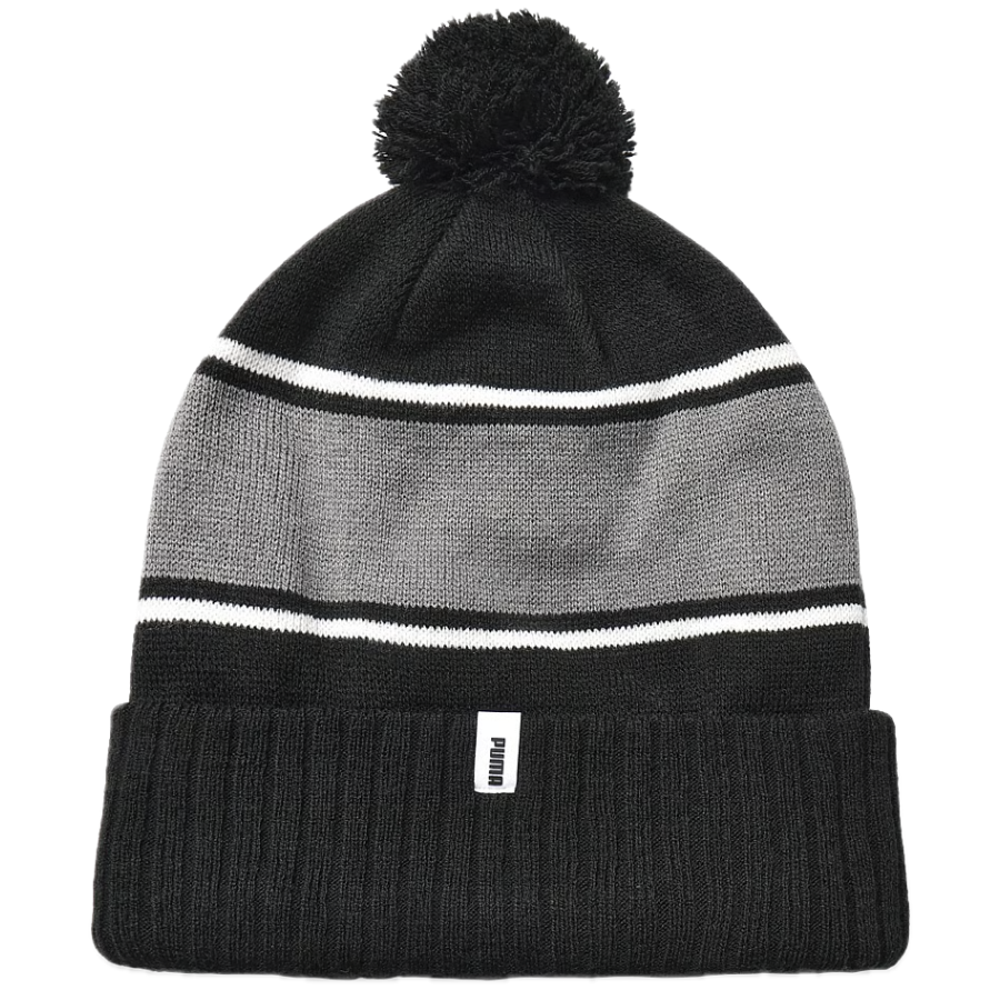 Puma Bonnet Sport Pom Beanie Noir Gris et Blanc - GolfCenter.fr