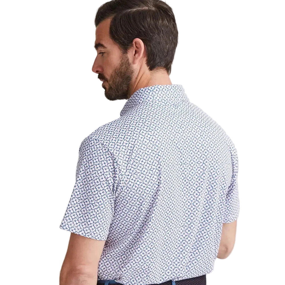 Ping Polo Blanc EPHRON golf imprimé Rose Bleau Marine