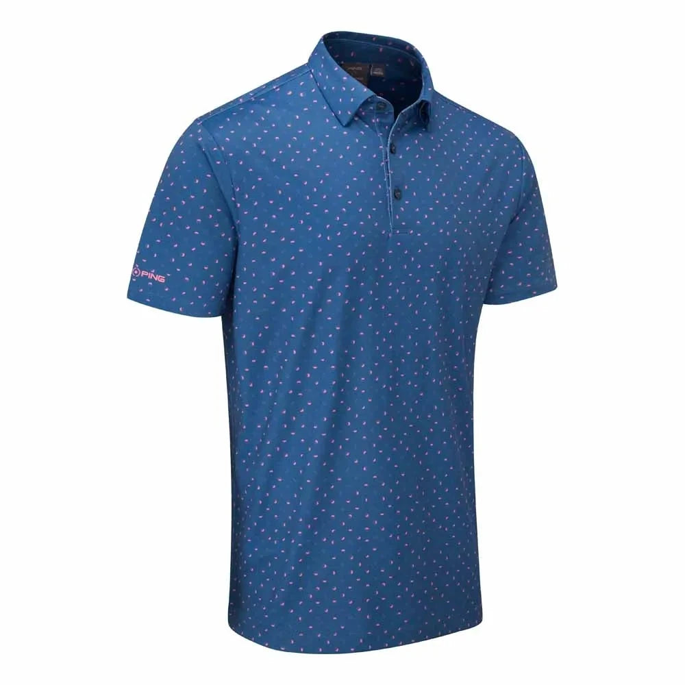 Ping Polo Bleu EPHRON golf avec imprimé Rose