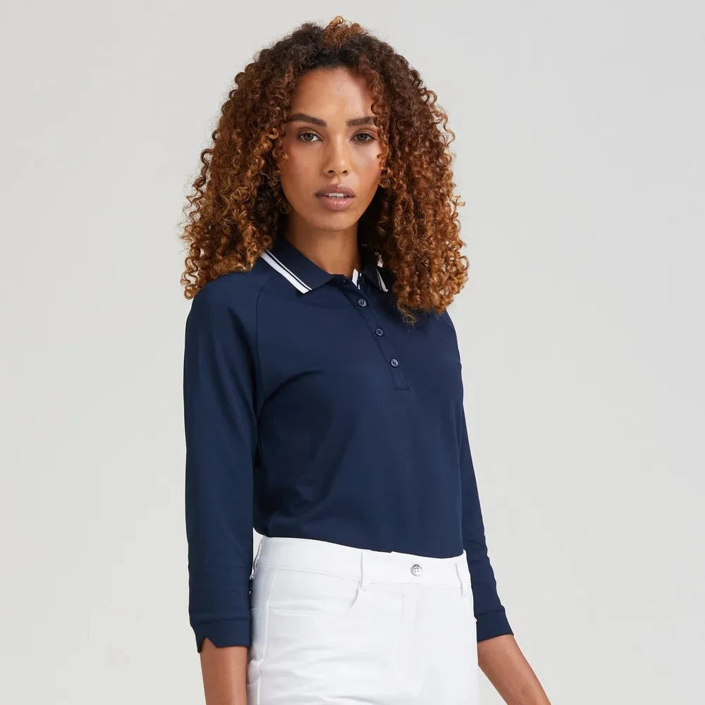Ping Polo Femme à manches 3/4 ALICIA bleu marine