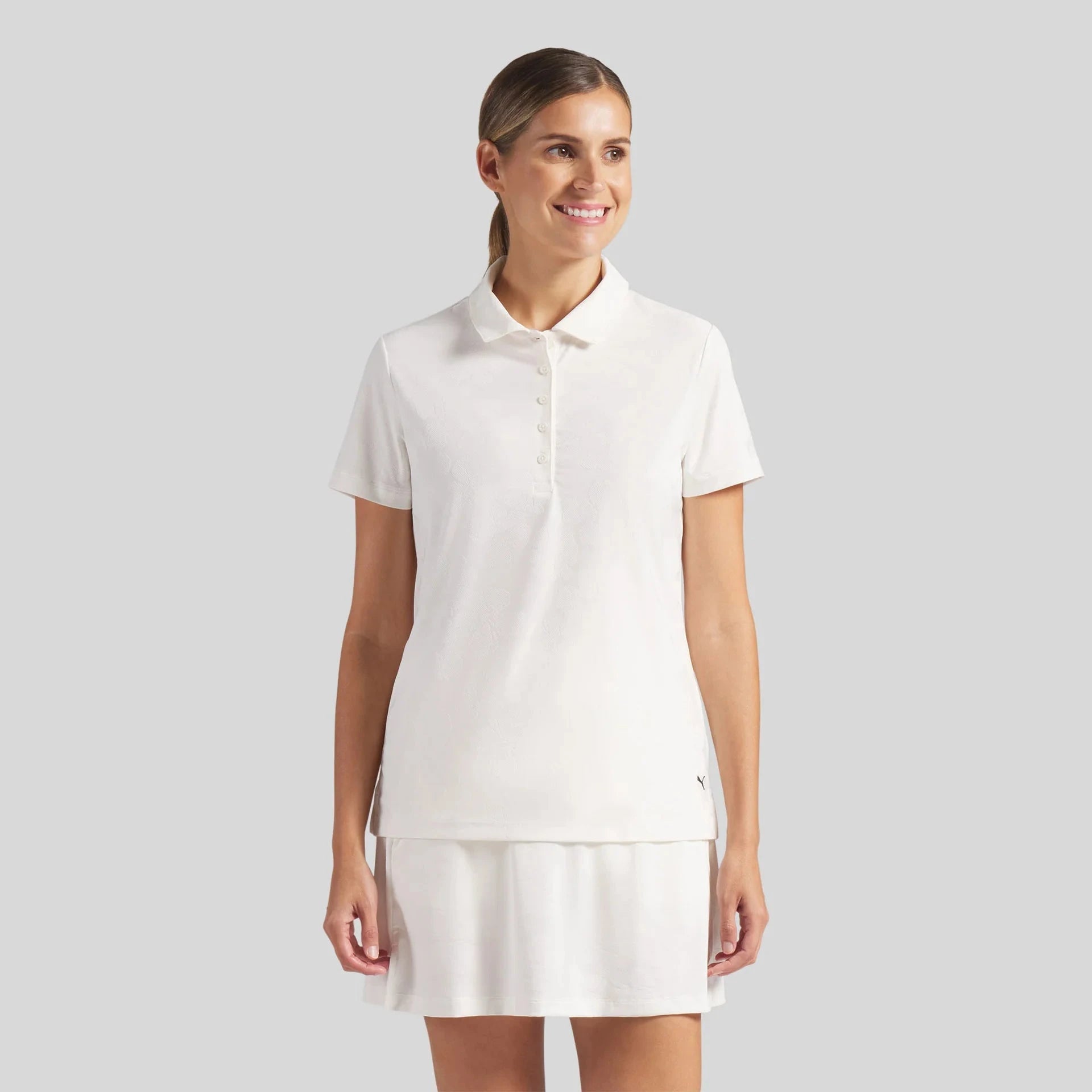 Puma Polo Femme Floral Lace Jacquard White